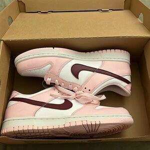 Pink and Red Nike Dunk Lows 7Y 8.5W 7M
